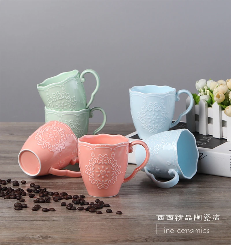 Tazas navideñas de porcelana con relieve de color de 350 ml, tazas de espresso vintage de cerámica, para ceremonia del té, tazas de café, tazas de Navidad, nieve