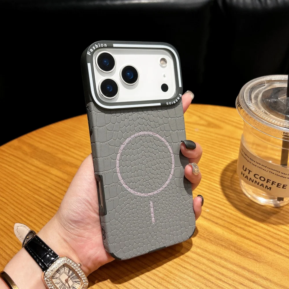 เคสหนังลายจระเข้สุดหรูแบบแม่เหล็กสำหรับ iPhone 17 Air 16 15 14 13 12 11 Pro Max Plus รองรับ Magsafe ป้องกันการกระแทก