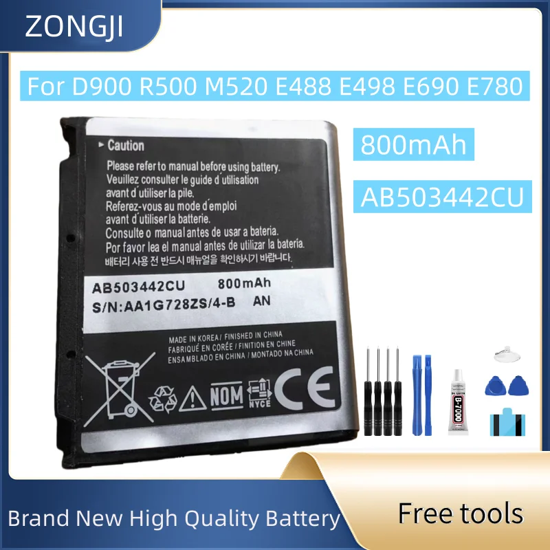 Новый аккумулятор AB503442CU 800 мАч для D900 R500 M520 E488 E498 E690 E780 аккумулятор мобильного телефона + бесплатные инструменты