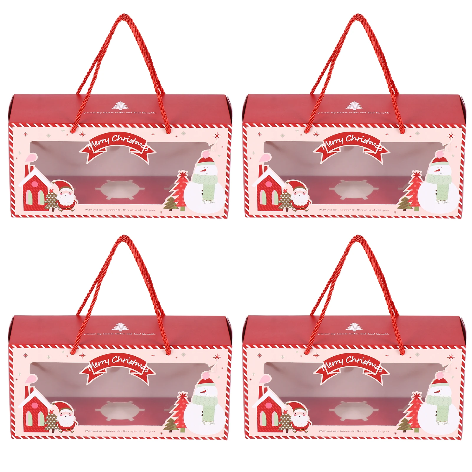 

Christmas Cake Box Portable Packaging Boxes Exquisite Pastry Paper Cupcake Convenient Bakery Muffin Wrapping Lightweight
