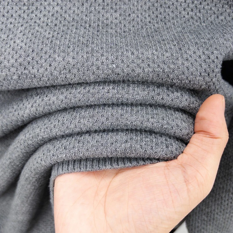 ​ ​ سترة صوفية متماسكة على شكل أناناس للرجال - مزيج من الصوف باللون الرمادي والأسود مفتوح من الأمام |   طبقة خفيفة الوزن لربيع الخريف ​ ​