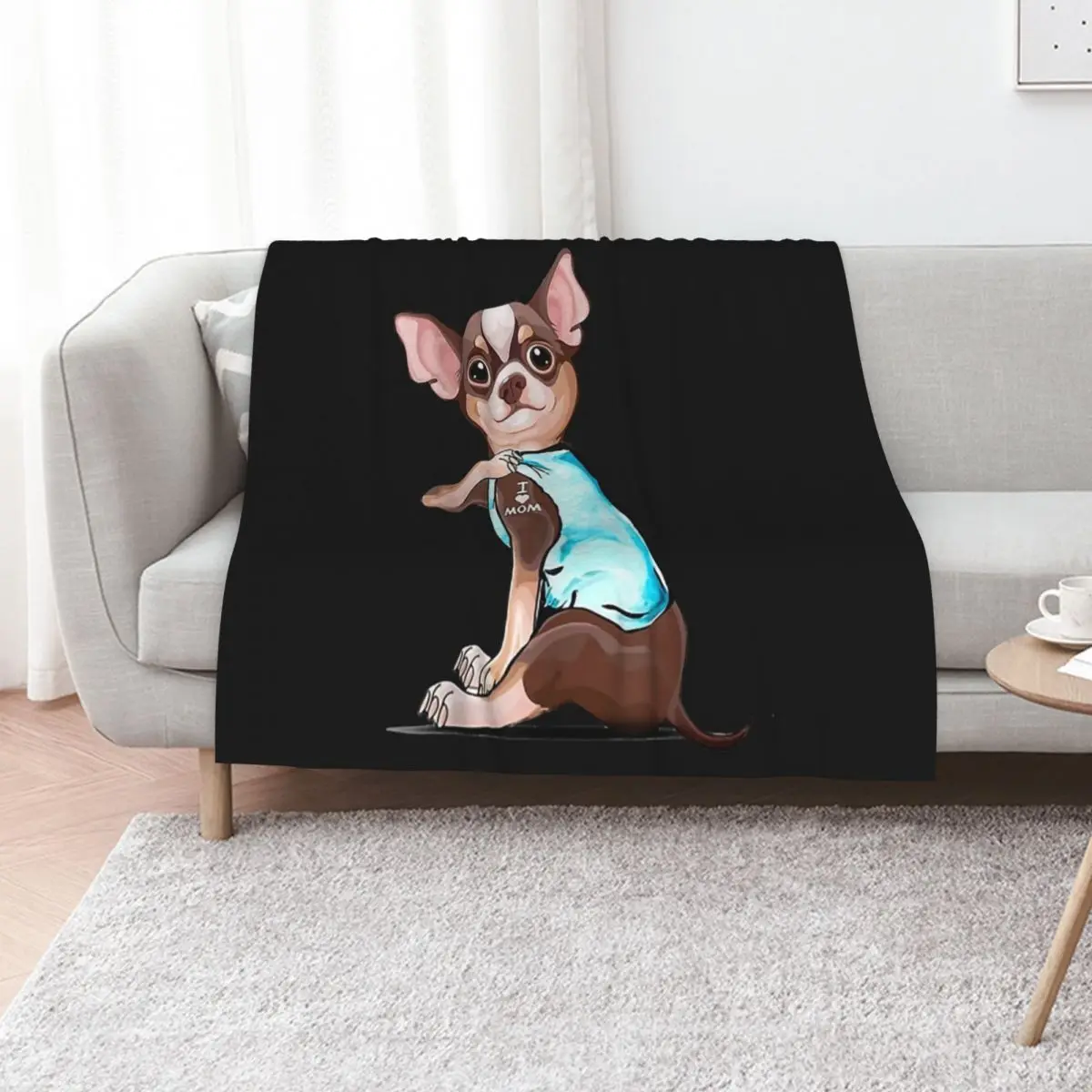 I Love Mom Funny Chihuahua Tattooed Throw Blanket Kid'S Thins wednesday Bed covers Shaggy Blankets