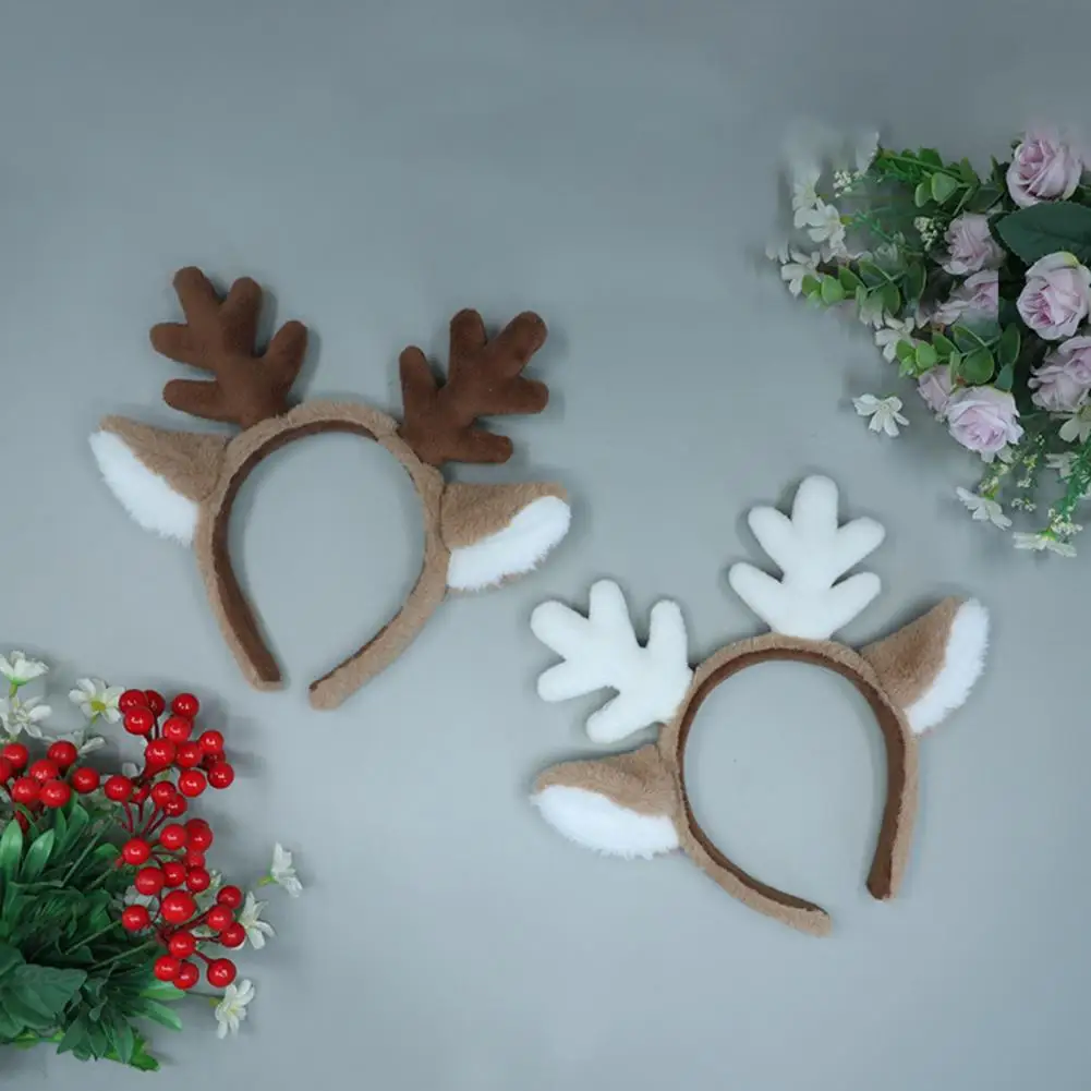 Christmas Head Hoop Plush Christmas Hairband Cartoon Fix Hair  Lovely Xmas Cute Animal Deer Horn Hair Hoop