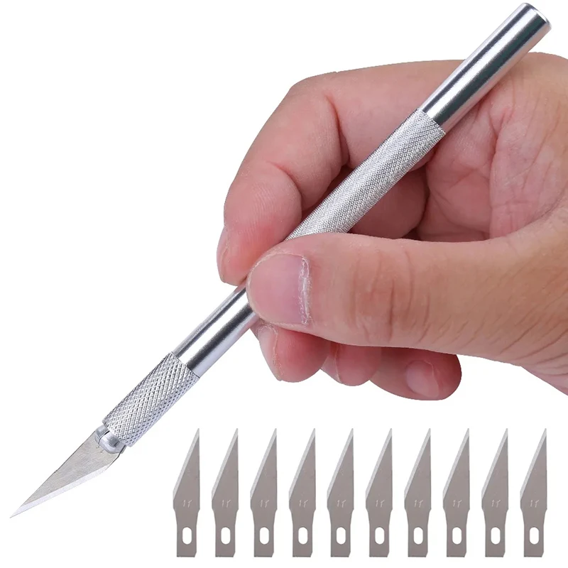 Engraving Non-Slip Metal Scalpel Knife Tools Kit Cutter Engraving Craft knives+5pcs Blades Mobile Phone PCB DIY Repair Hand Tool