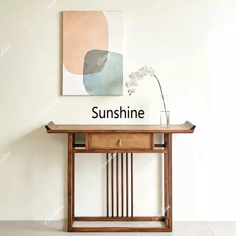 

Upturned entrance table New Chinese minimalist table Living room solid wood Zen plan