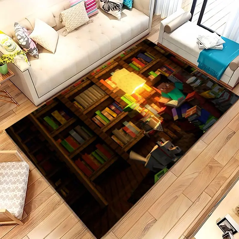 Block Style S-Sandbox Pixel Game Cartoon Soft Non-Slip Large Area Rug for Living Room,Bedroom Carpet Mat for Sofa,Home Decor