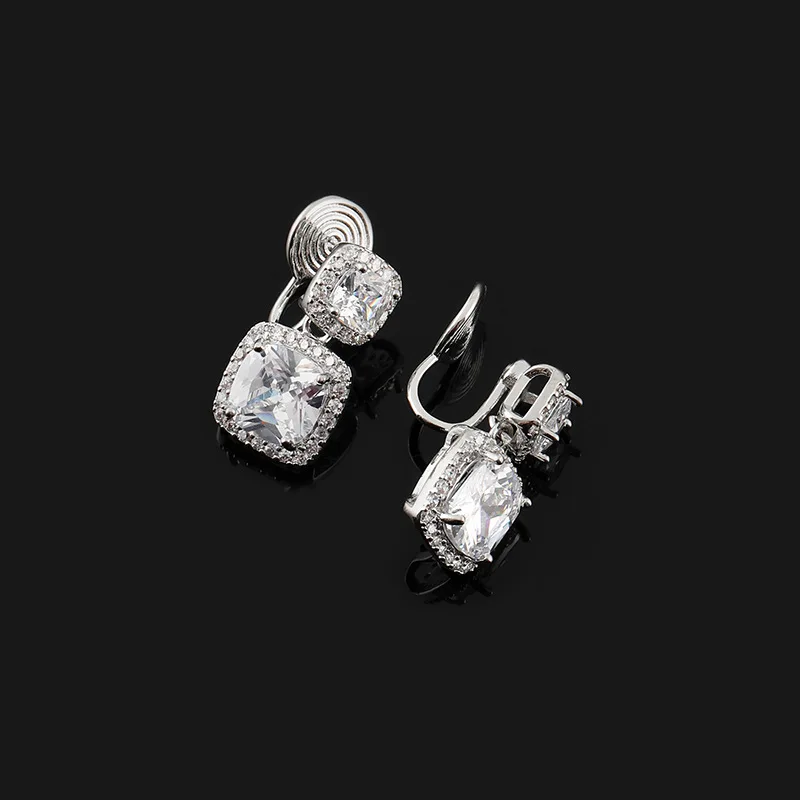 New Women\'s Earless Mosquito Coil Ear Clip Style Square Zircon Earnail Geometric Jewelry Gift