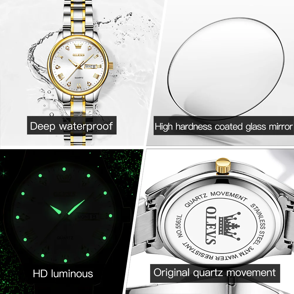 OLEVS 5563 Luxury Quartz Watch for Women Elegant Stainless Steel Women\'s Watches Gifts Waterproof Fashion Trend Ladies Watch ๏ปฟ