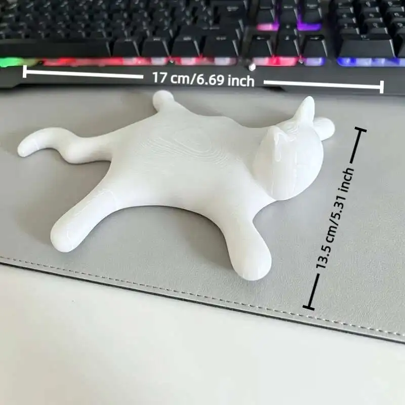 Abstract Melting Cat Shaped Statue Kitty Figurine Unique Shelf Decor Mini Animal Sculpture Desktop Accent Ornament