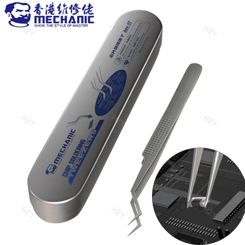 MECHANIC Aax-17 Chip Tin Positioning Tweezers for Precise Clamping Tin Wire Non-slip Stainless Steel PCB Board Repair Soldering