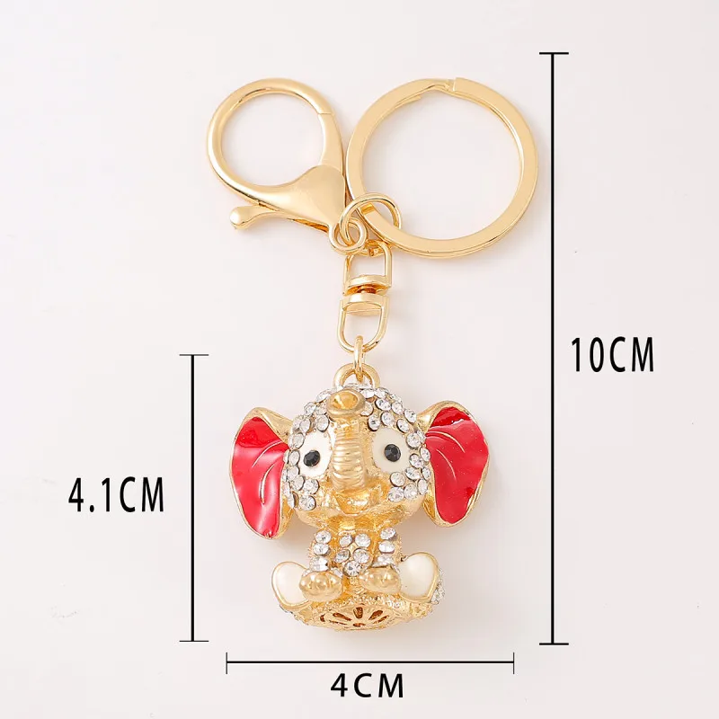 JOFull-Pendentif de sac en biscuits pour femme, gros cristal, porte-clés en alliage, accessoires de clé, décoration de sac, animal mignon, éléphant