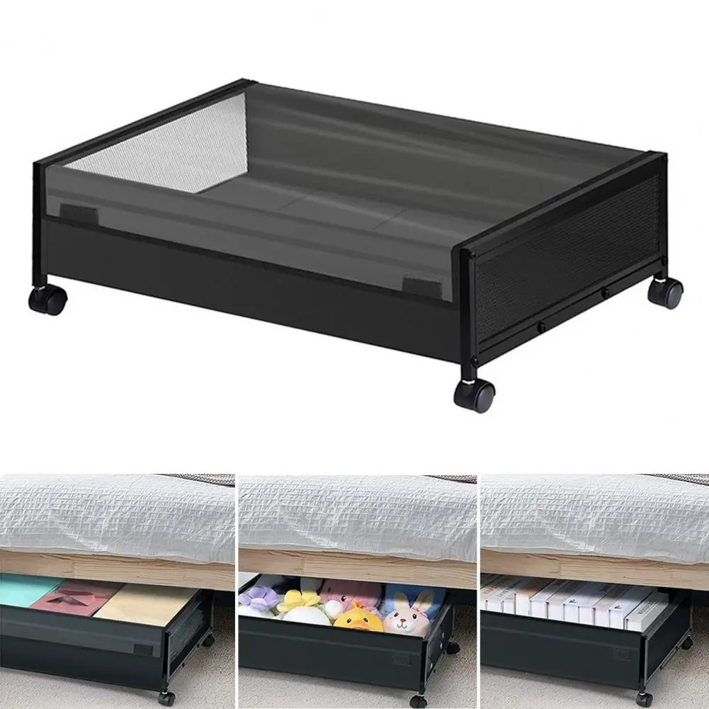 Metal Frame under Bed Storage Basket Home under Bed Storage Rack with Wheels Durable Metal Frame under Bed Storage for Shoes