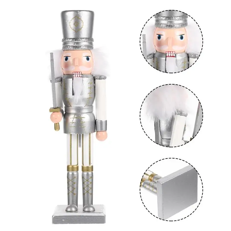 

30CM Delicate Wooden Nutcracker Puppet Soldier Decoration Kitchen Wall Decals Vintage Design Christmas Ornaments Xmas Party