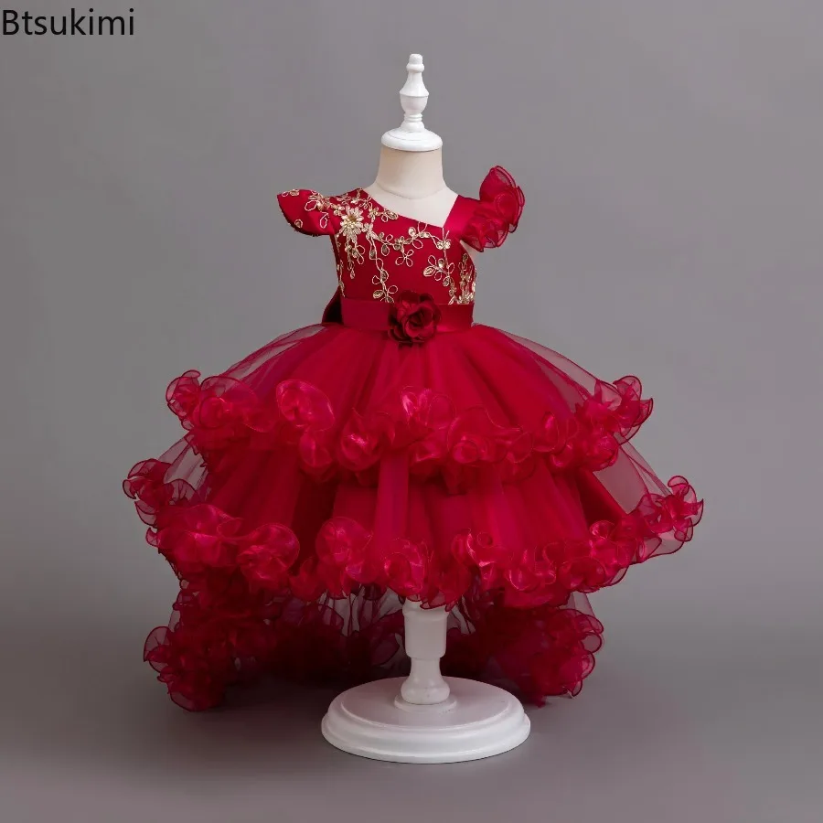2026 Princess Dress Children's Performance Skirt Birthday Cake Net Gown Baby Girls' Outfit Wedding Ceremony Important Occasions