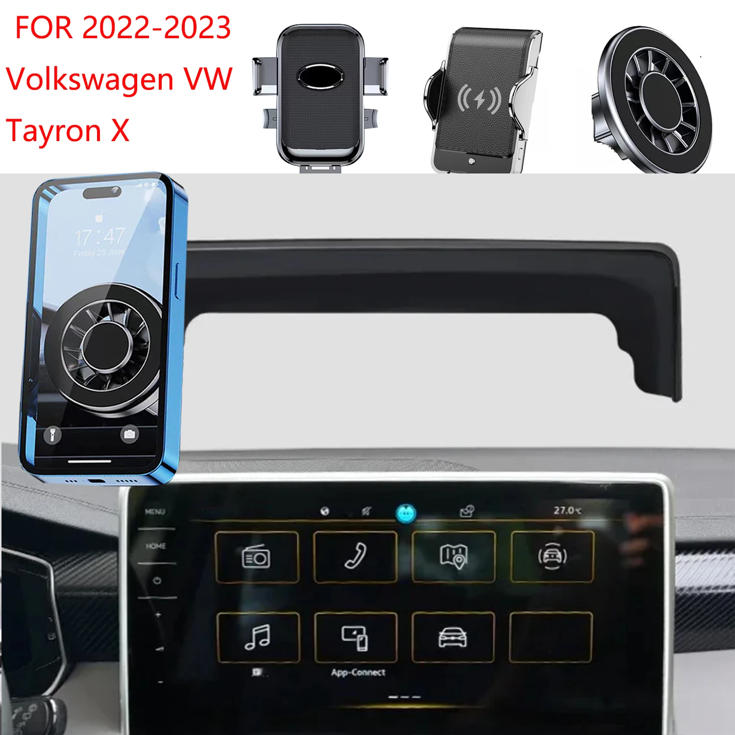 

Car Phone Holder For 2022-2023 Volkswagen VW Tayron X Magnetic GPS Screen Fixed Fast Wireless Charging Mobile Phone Accessories