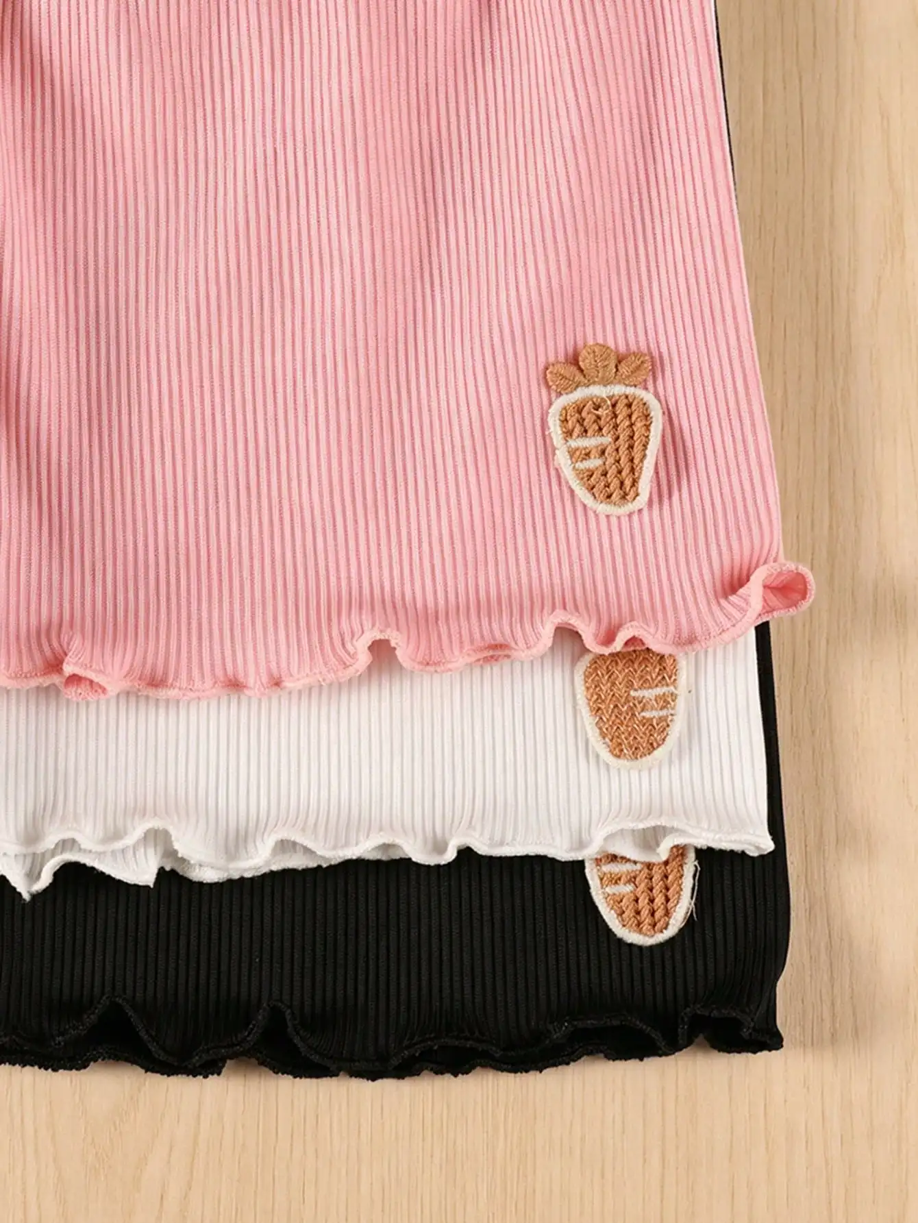 2-teiliges Set für Mädchen, geripptes Cami-Top + Shorts, süßes Häschen- und Karotten-Stickerei-Outfit, Polyester-Spandex, Sommer, lässige Kinderkleidung, 2–11 Jahre – Detail 7