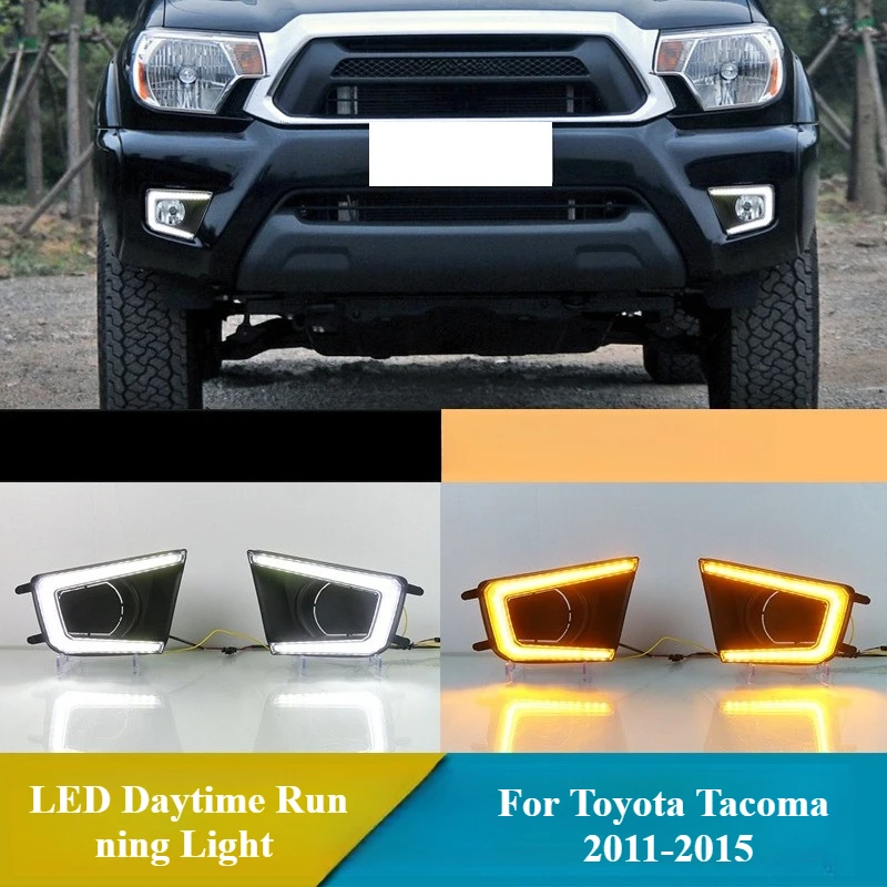 

Для Toyota Tacoma 2011 2012 2013 2014 2015 светодиодные дневные ходовые огни динамические указатели поворота передний бампер противотуманные фары 12 В дневные фонари