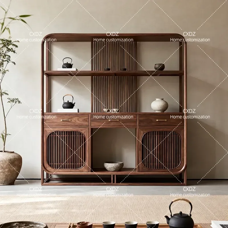 Medieval Style Solid Wood Bogu Frame Duobao Pavilion Shelf Study Tea Room Storage Locker Zen Simple Customizable