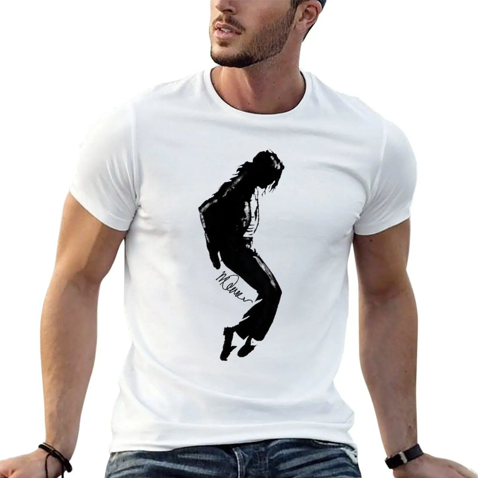Michael Moonwalk Silhouette Jackson T-Shirt Basic Daily Outfit Short Sleeve Tee