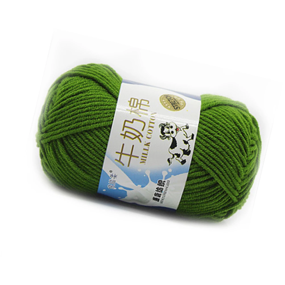 

50 G Milk Organic Cotton Yarn for Knitting Chunky Crocheting Filling Clothes Green Crocheted Bulky