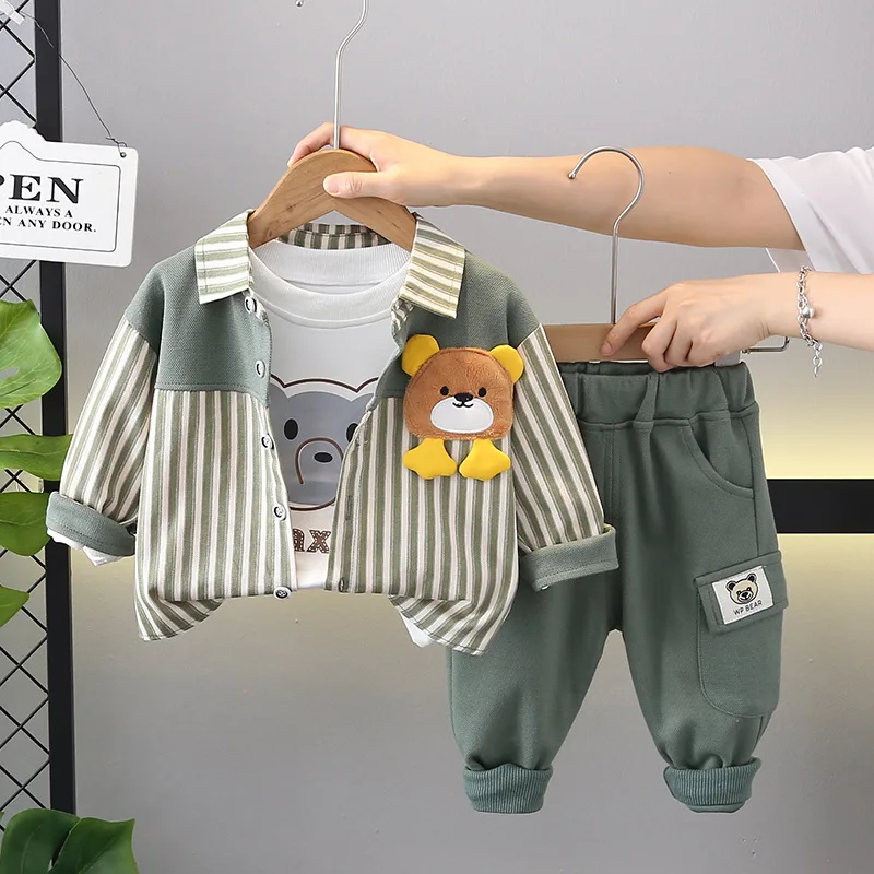 New Autumn Baby Clothes Set Children Boys Jacket T-Shirt Pants 3Pcs/Sets Kids Clothing Infant Casual Costume Toddler Tracksuits