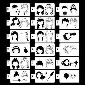 18Pcs Body Painting Hollow Templates Reusable Girl Princess Style Holiday Party Makeup Body Art Painting Templates