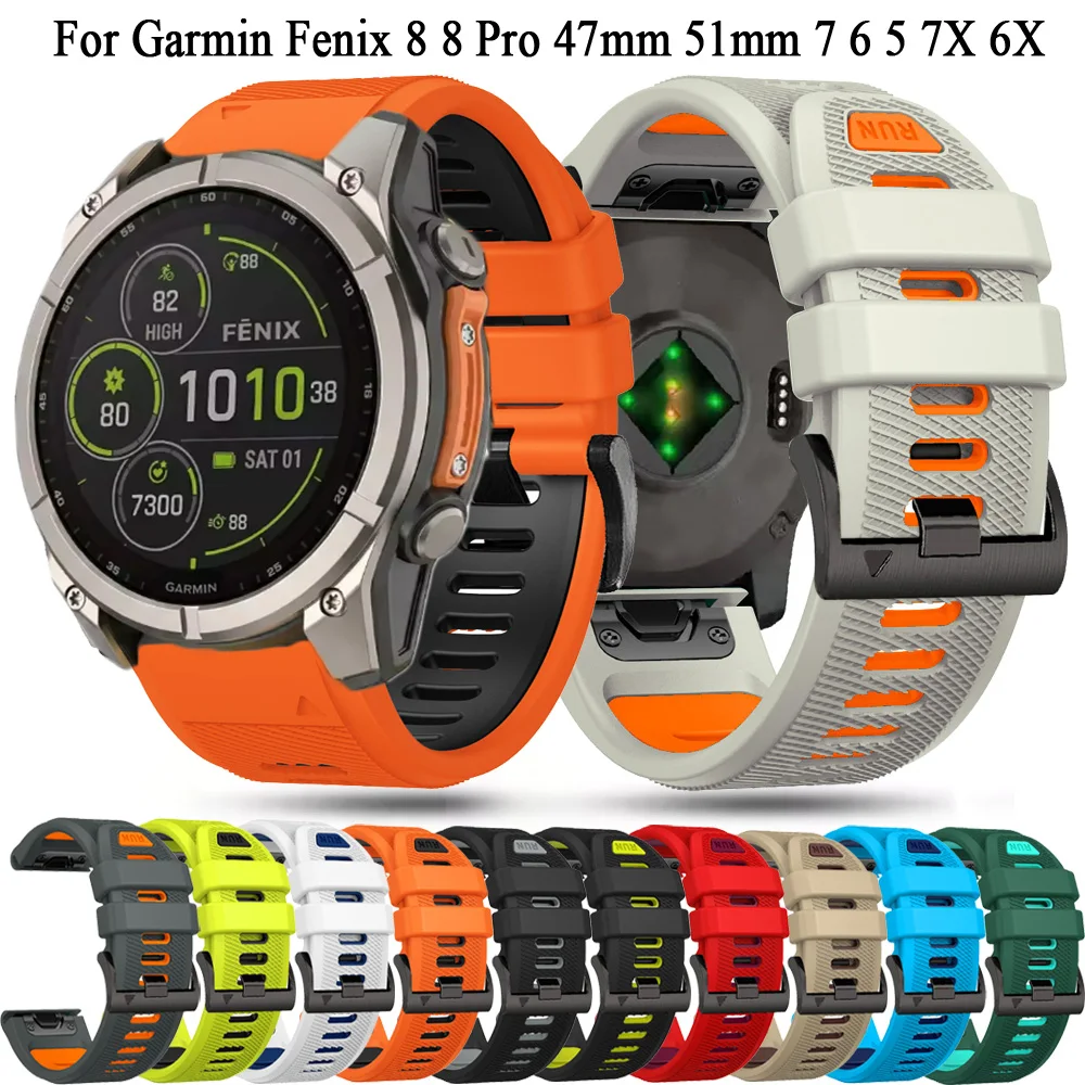 Silicone 22mm 26mm Quickfit Strap For Garmin Watch Fenix 8 51 47mm 8PRO E 7X 7 Pro 6X 6 Pro 5X 5 Plus Enduro 3 2 Strap Bracelet