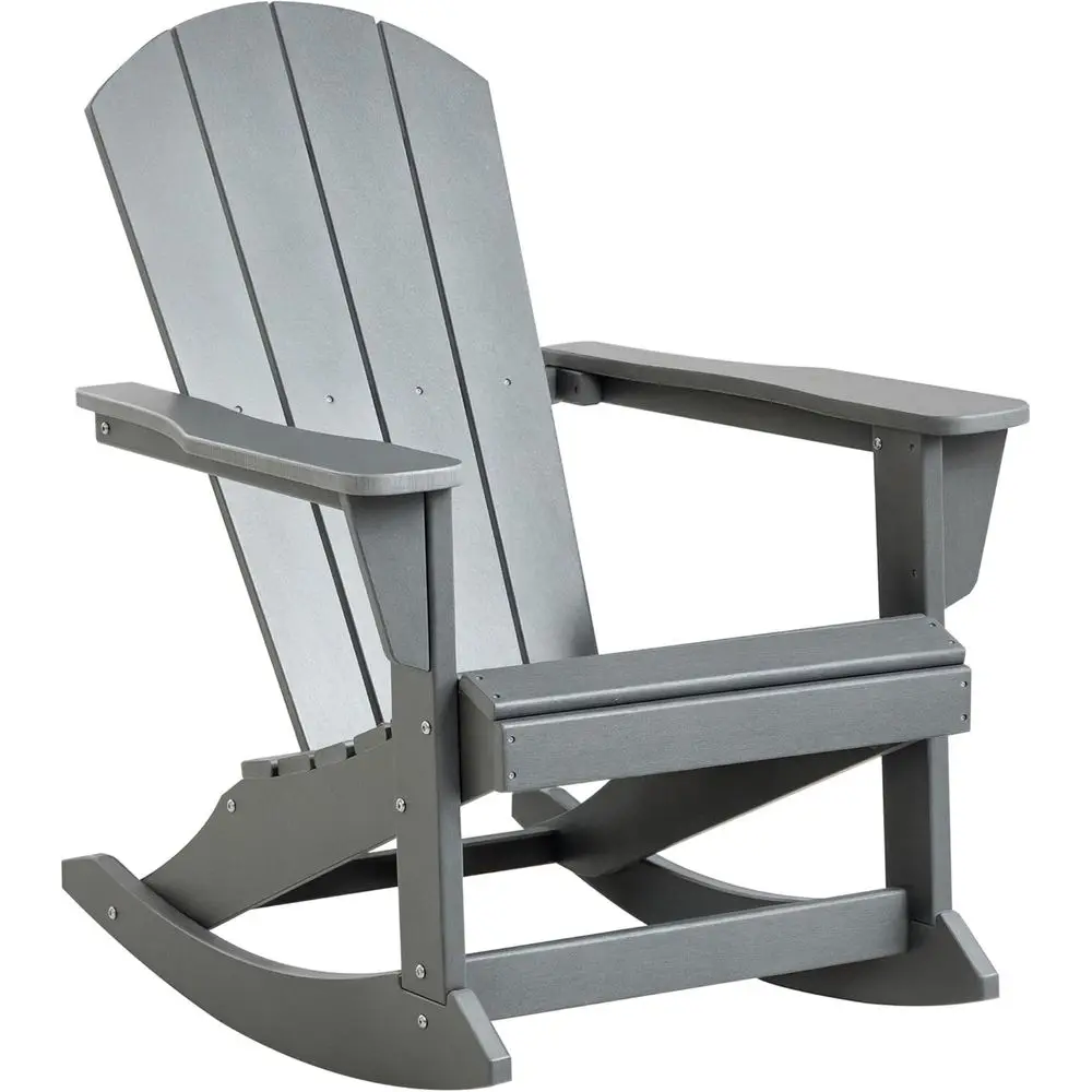 

Weather-Resistant HDPE Outdoor Rocking Chair, Patio, Garden, Lawn, Light Gray