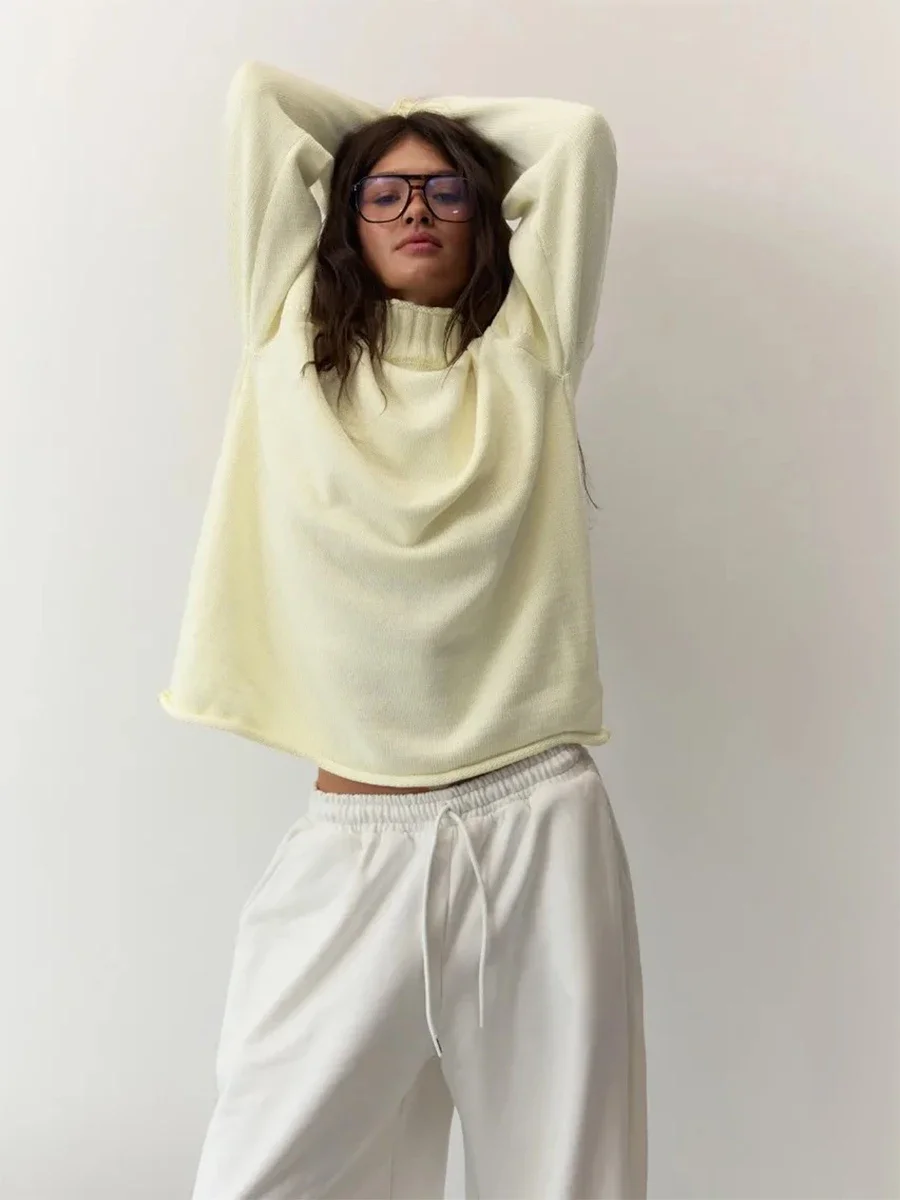 Wolfeel Autumn and Winter New European and American Style Women's Sweater Temperament Loose High Neck Fashionable Knitted Top