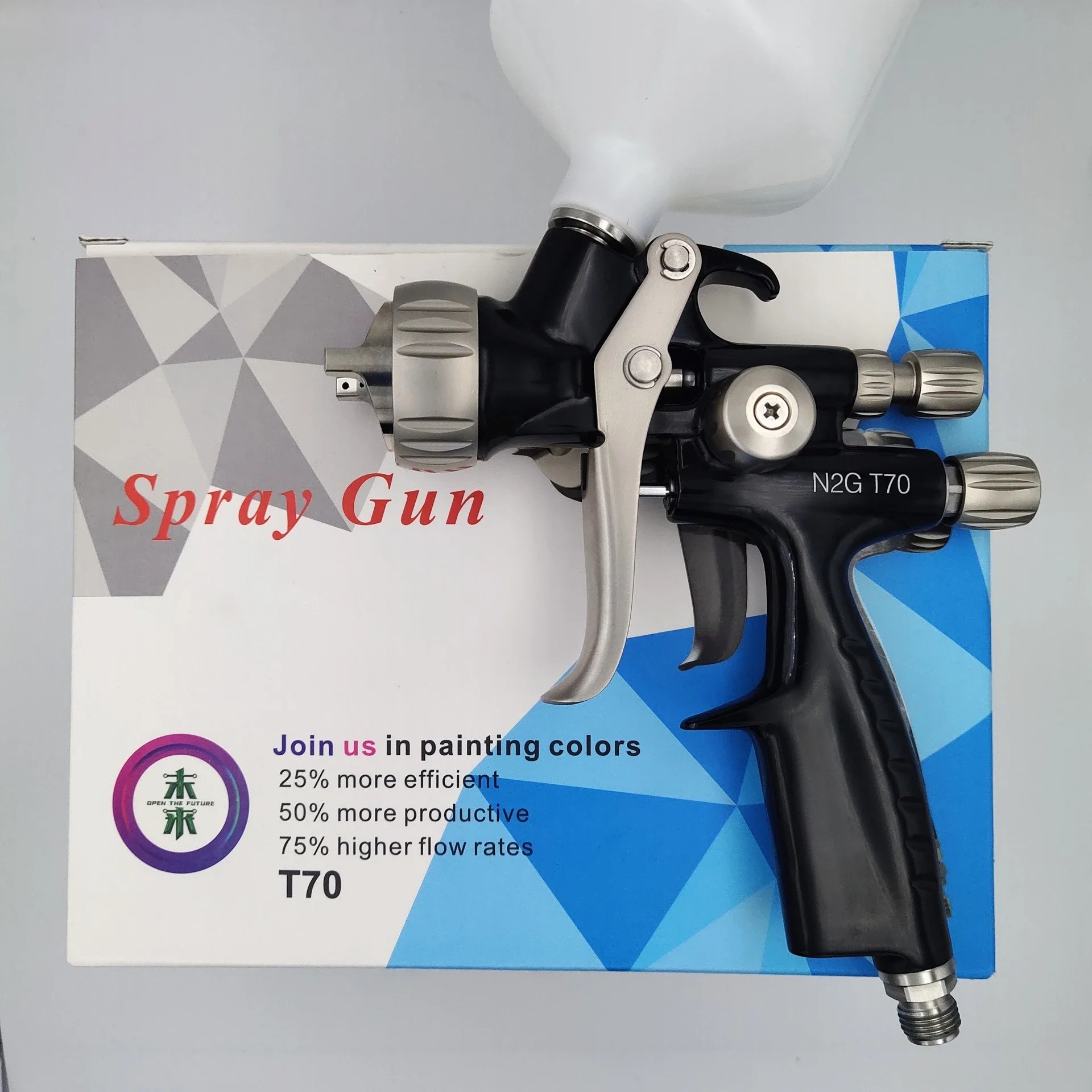 Neue T70 Spritzpistole Direktversorgung Topf Auto Topcoat Spritzpistole hohe Zerstäubung Farbe Blech Spritzpistole