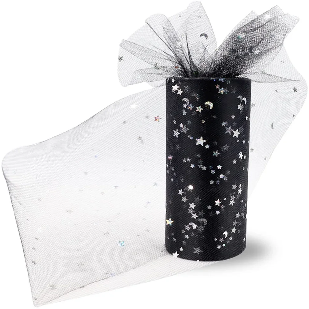 Rotolo di Tulle 15 cm x 25 yards Bobina di Tulle Glitter Nastro Tutu Rotolo con Paillettes per Fiori Matrimonio Tutu Gonna Regalo Confezione Mestiere Blu