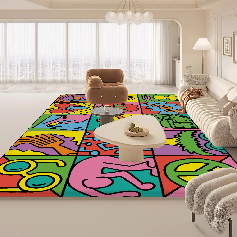 Keith Haring Floor Mat Bathroom Mat Kids Room Bedroom Decoration Balcony Anti-Slip Doormat Living Room Welcome Rug