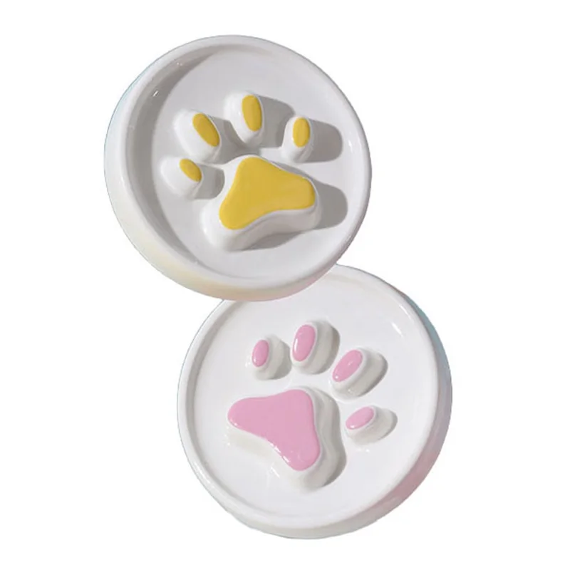 Cuencos alimentadores de alimentación lenta con estampado de pata para perros y gatos, plato de agua para comida para mascotas sin derrames, fácil de limpiar, salud digestiva, doble uso, evita asfixia