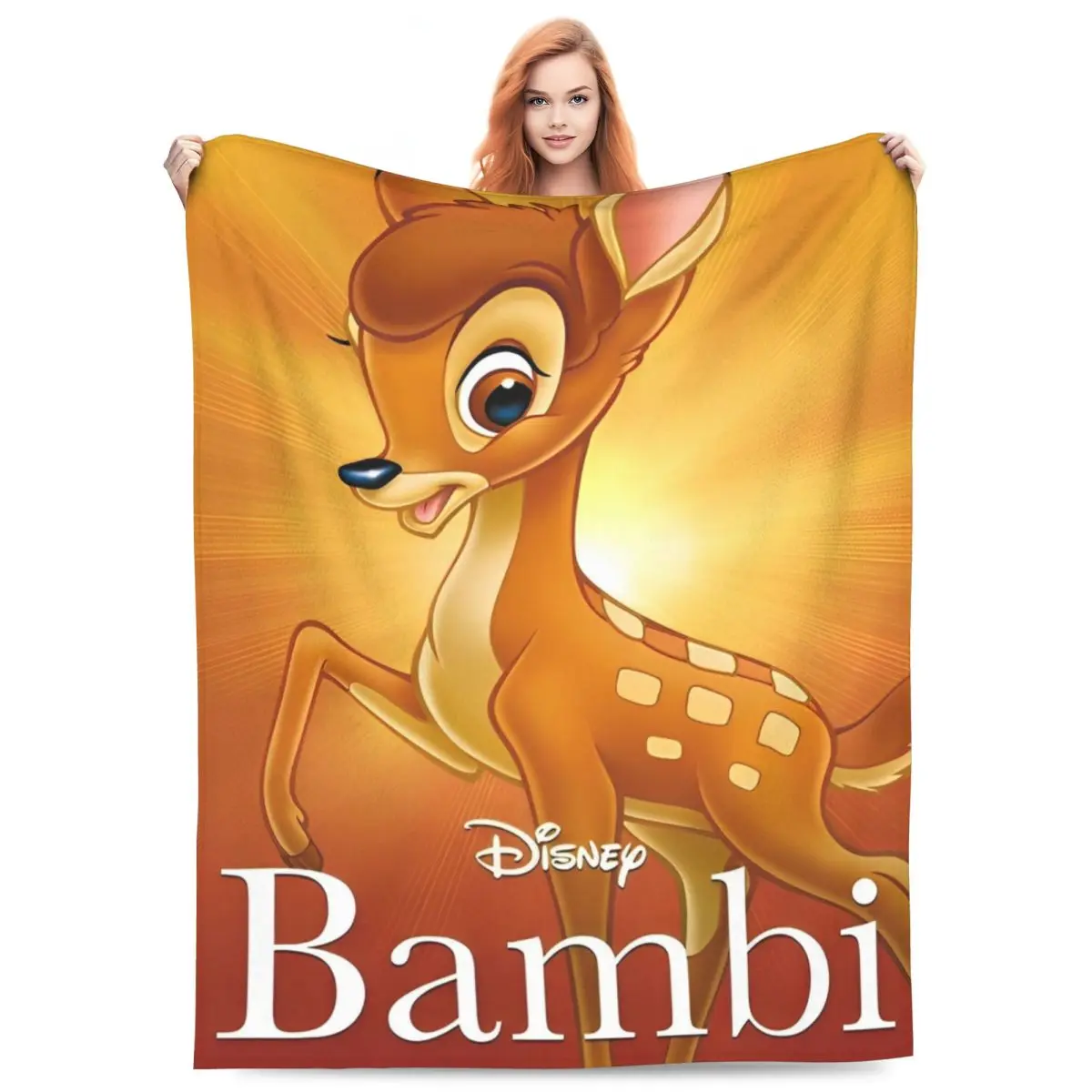 Bambi Cartoon Blanket Airplane Travel Flannel Throw Blanket For Couch Bed Soft Warm Custom DIY Quality Bedspread Gift