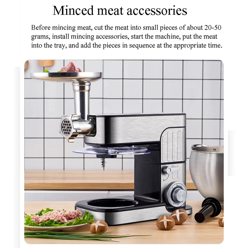 خلاط جديد بحامل 9.5 كيو تي، خلاط طعام برأس مائل 10 سرعات، خلاط كهربائي للمطبخ Vezzio 660 وات مع وعاء من الفولاذ المقاوم للصدأ #4