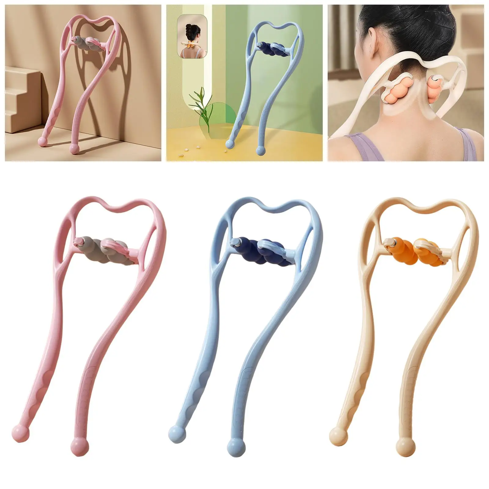 Neck Shoulder Self Massager Hand Roller Non-Slip Handle Design for Hips, Legs, Back, Shoulder, Waist, etc Multifunctional