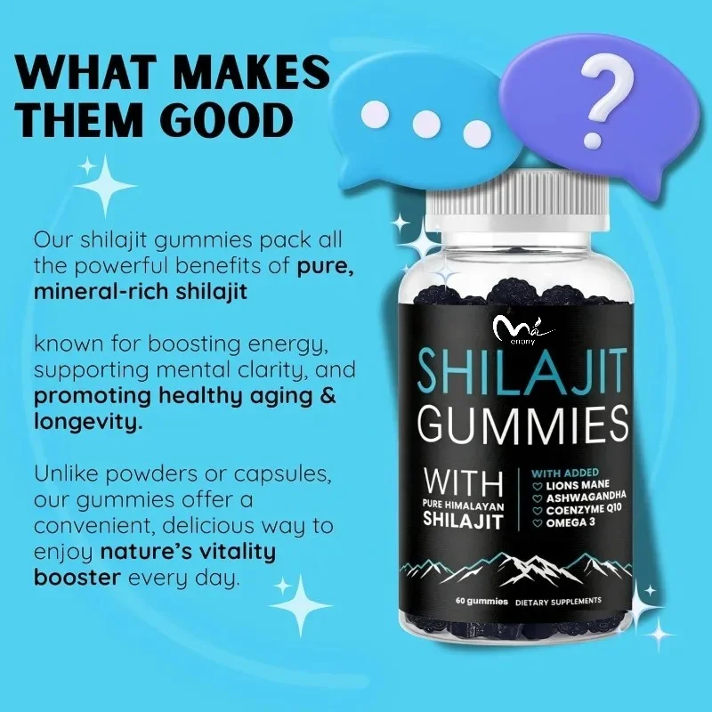 Himalaya Shilajit Contains Lion Mane CoQ10 and Omega-3- Energy Health Support-60 Capsules