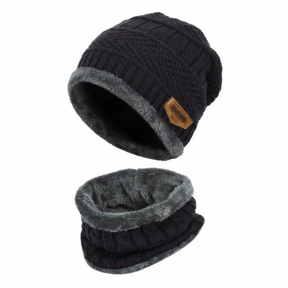 Winter Knitted Hat Children Plus Velvet Warm Scarf One-piece Cap Thickened Wool Cap Girls Ear Protection Kids Cold-proof Hat