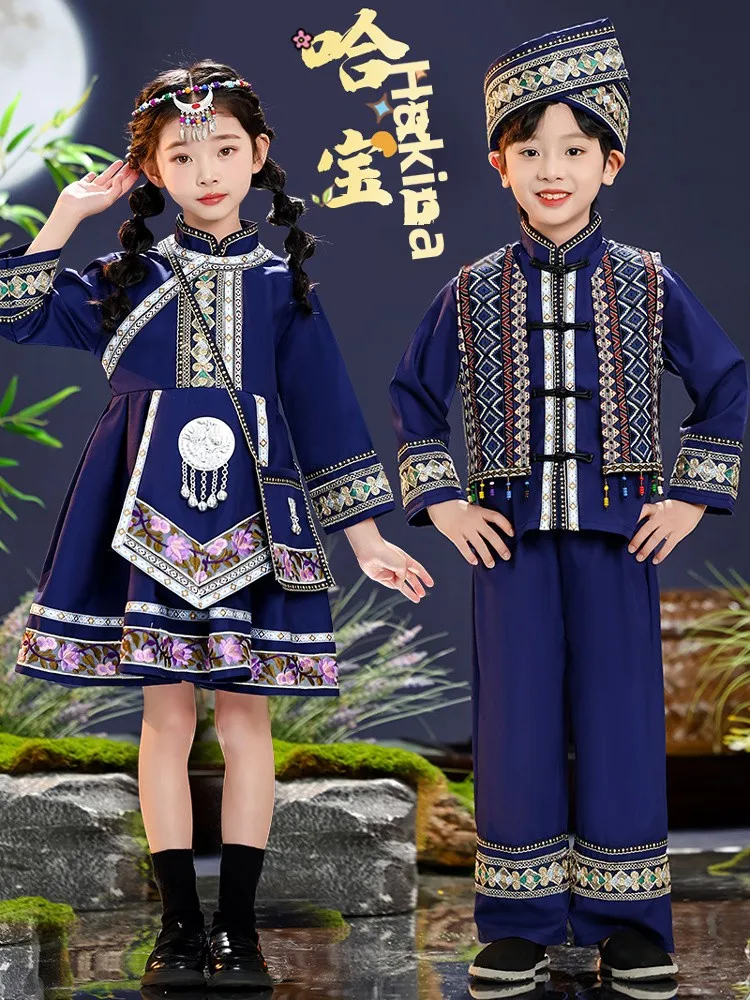 

Детская одежда для выступлений: Этнические костюмы Минори для мальчиков и девочек, для выступлений в детском саду, в стиле национальных традиций Дун.