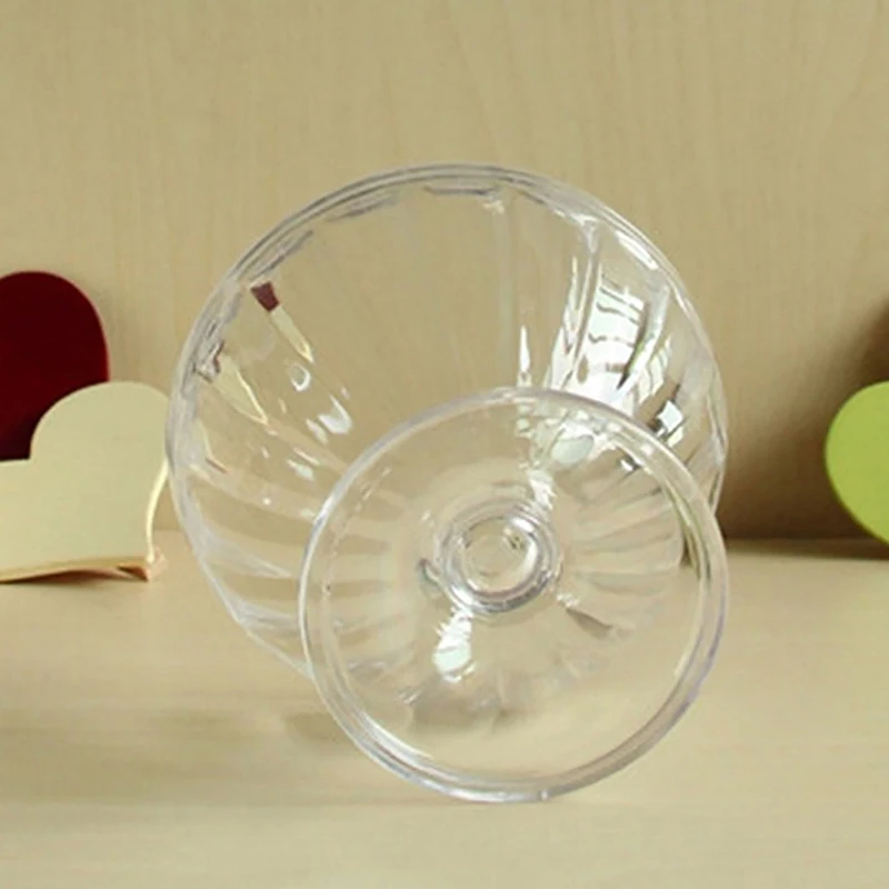 250ml Clear Salad Bowl for Dessert Mill Shake Goblet Glass Embossed Ice Cream Cup Transparent Creative Salad Plates