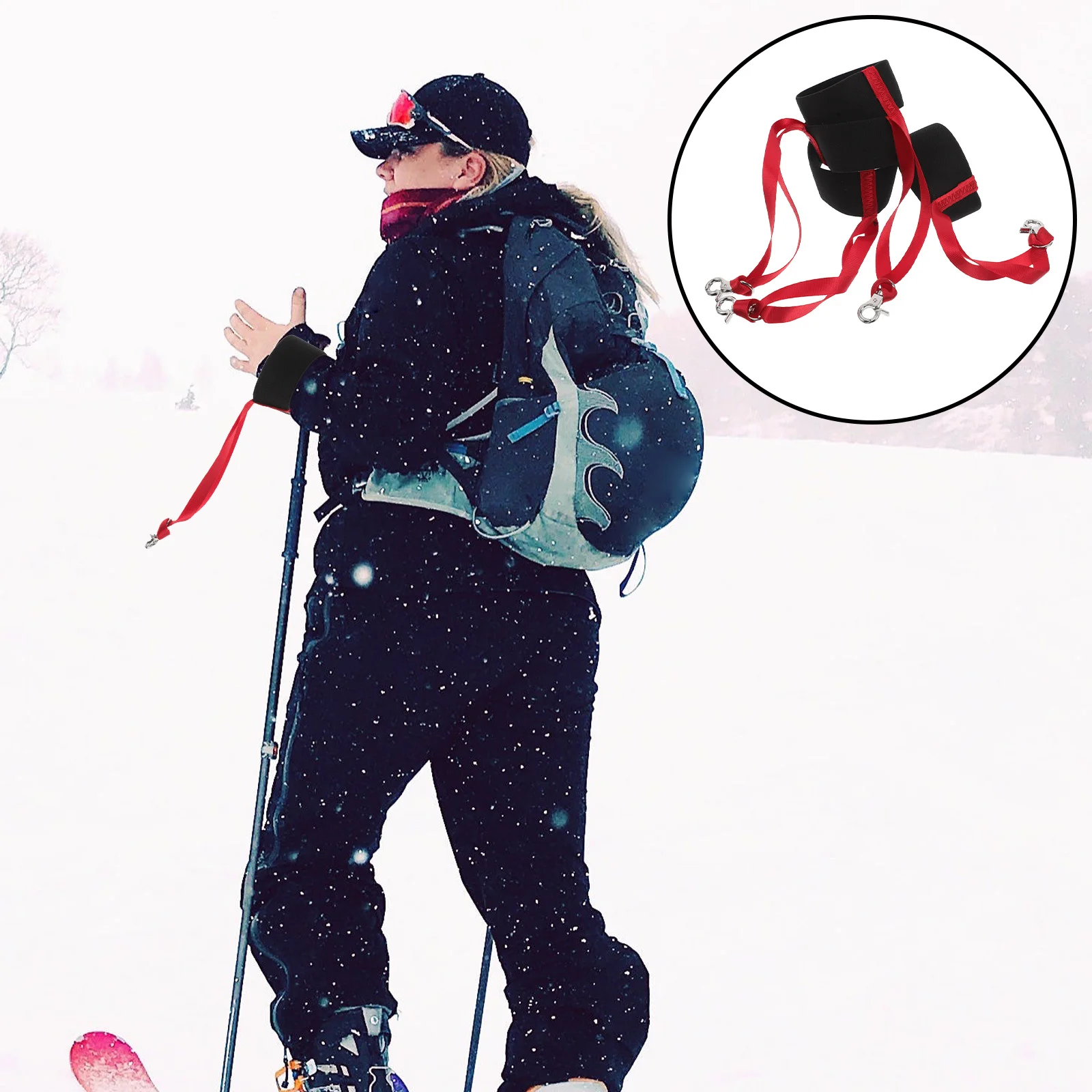 

4pcs Ski Glove Wrist Leash Elastic Strap For Outdoor Winter Sports Snowboard Mitten Safety Lanyard Holder Accessory