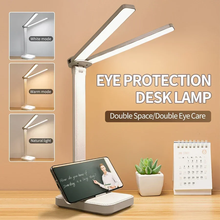 

LED Desk Lamp USB Rechargeable Eye Protection Reading Lamp 3 Levels Dimmable Touch Foldable Table Light for Bedroom Bedside Desk