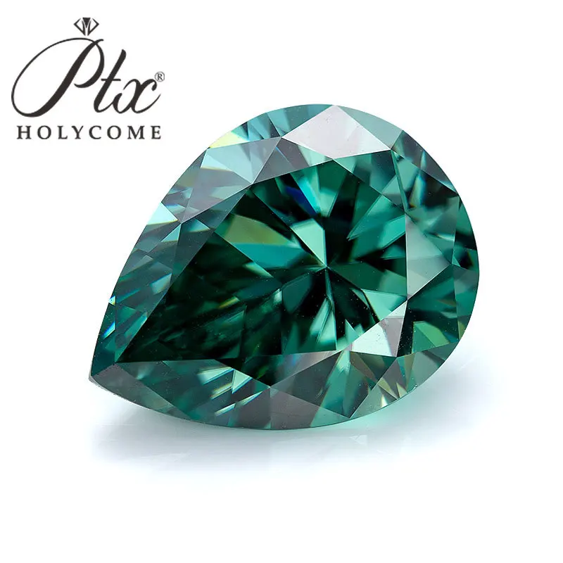 PTX Pear Shape Crushed Ice Cut Hot Sale Moissanite Green High Quality Loose Gemstones Supplier Gemstones Factory Jewelry DIY