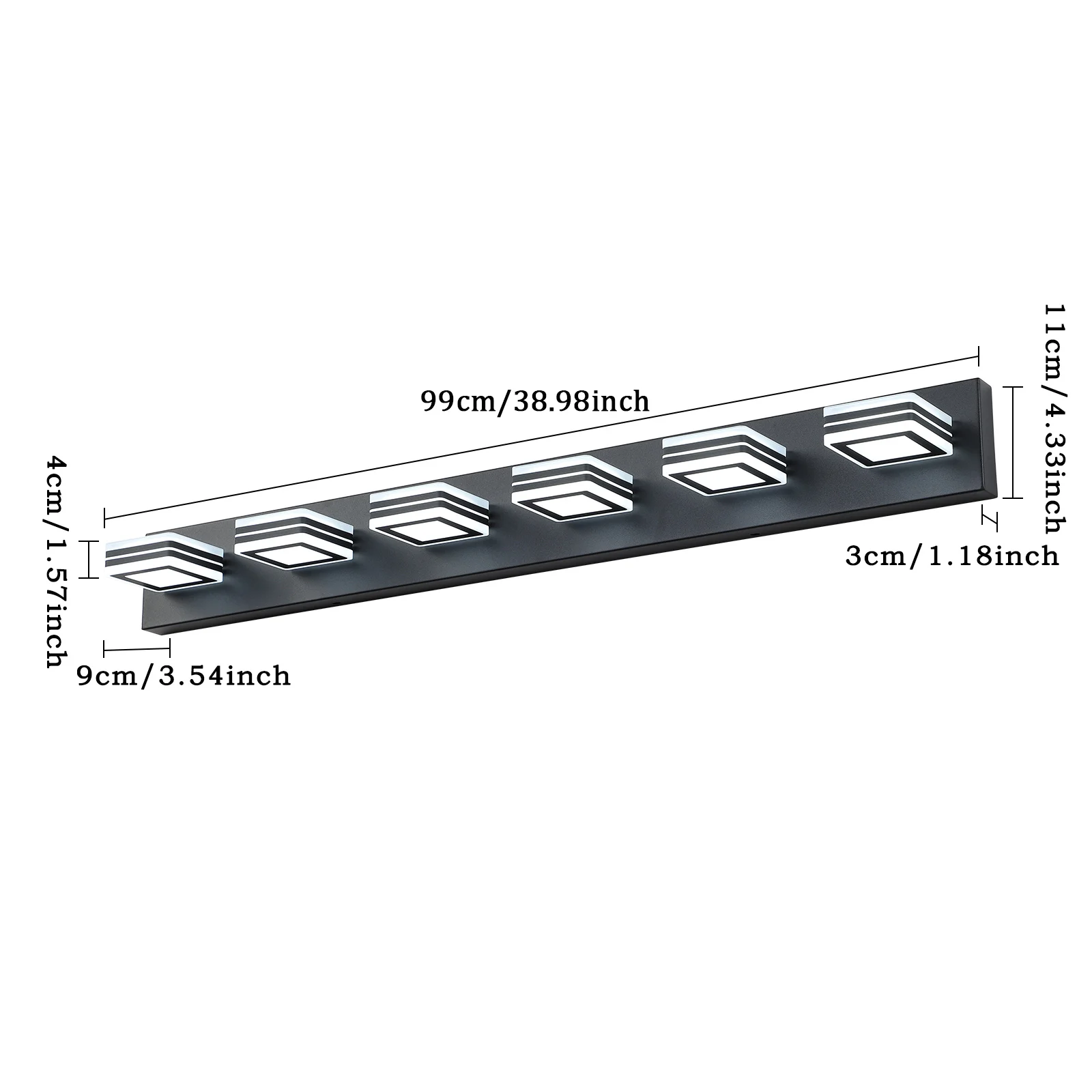 LED โมเดิร์นไฟโต๊ะเครื่องแป้งสีดํา, 6 ไฟอะคริลิคเคลือบสีดําไฟโต๊ะเครื่องแป้งห้องน้ําเหนือกระจก