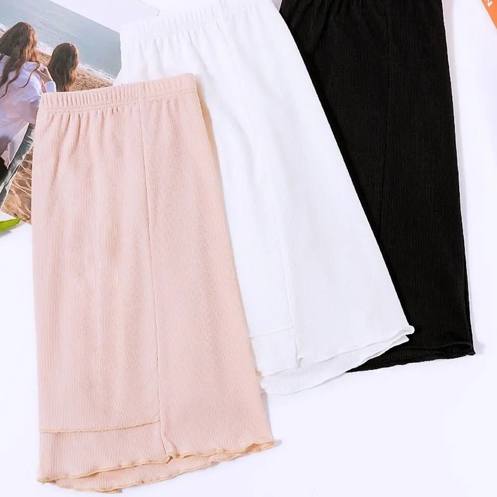 Damen Sommer Eis Seide hohe Taille Shorts Sicherheits hose Doppels chicht nahtlose Rock Shorts Unterwäsche Boxer Unterhose