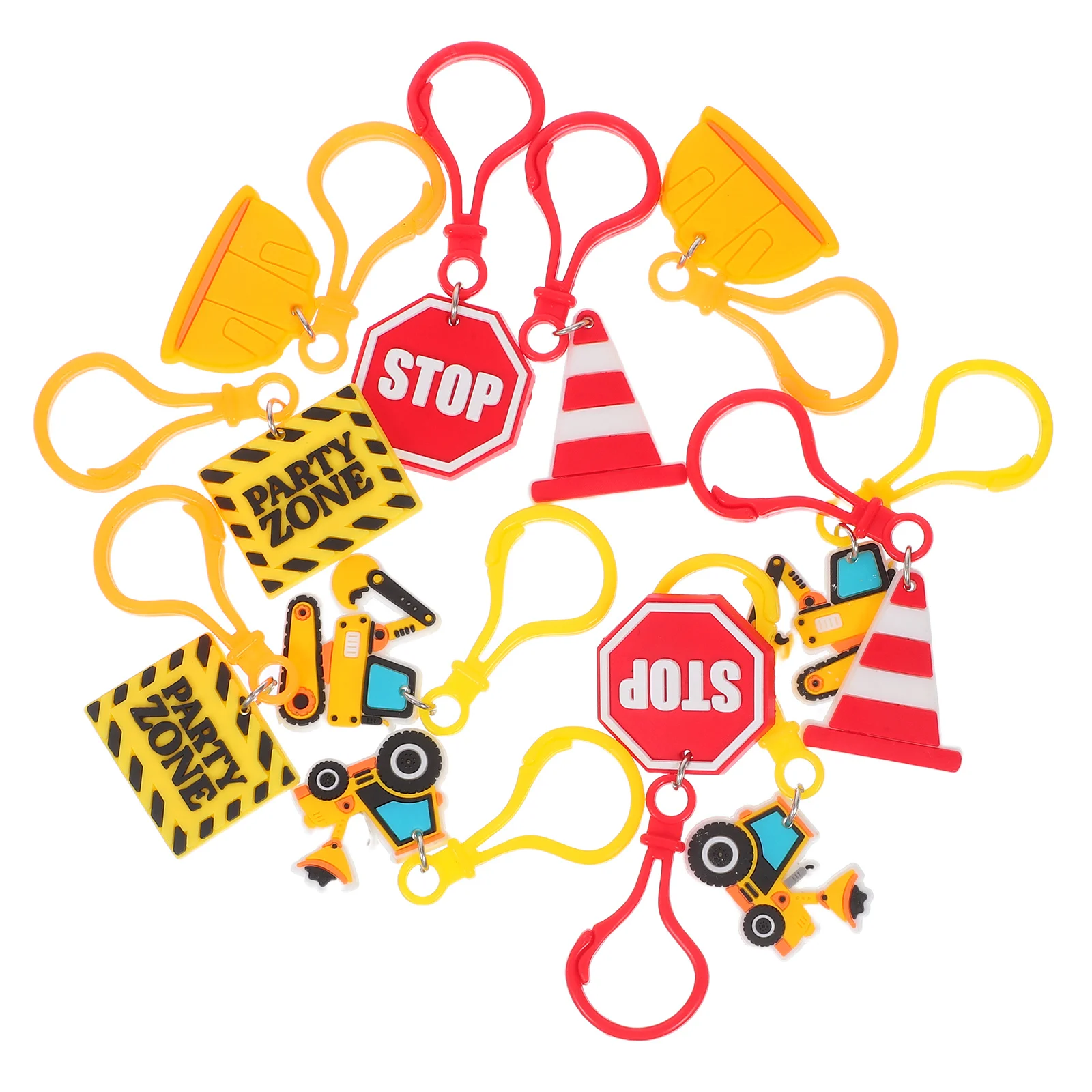 

12Pcs Plastic Construction Keychains Mini Engineering Gifts Birthday Party Favors Building Vehicle Key Rings