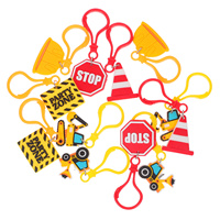 12Pcs Building Vehicle Keychains Engineering Construction Party Favors Birthday Gifts Mini Plastic Key Rings for Kids Boys
