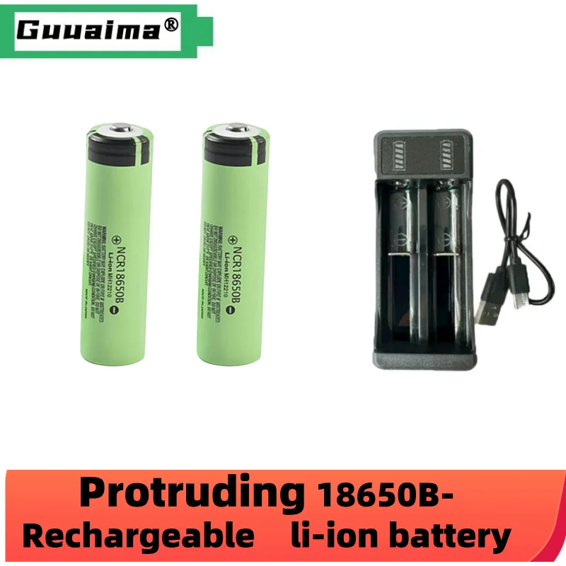 2024 protruding 18650 lithium battery NCR18650B 3.7V 3400mAh 34B+ USB charger,18650 cell flashlight batteries