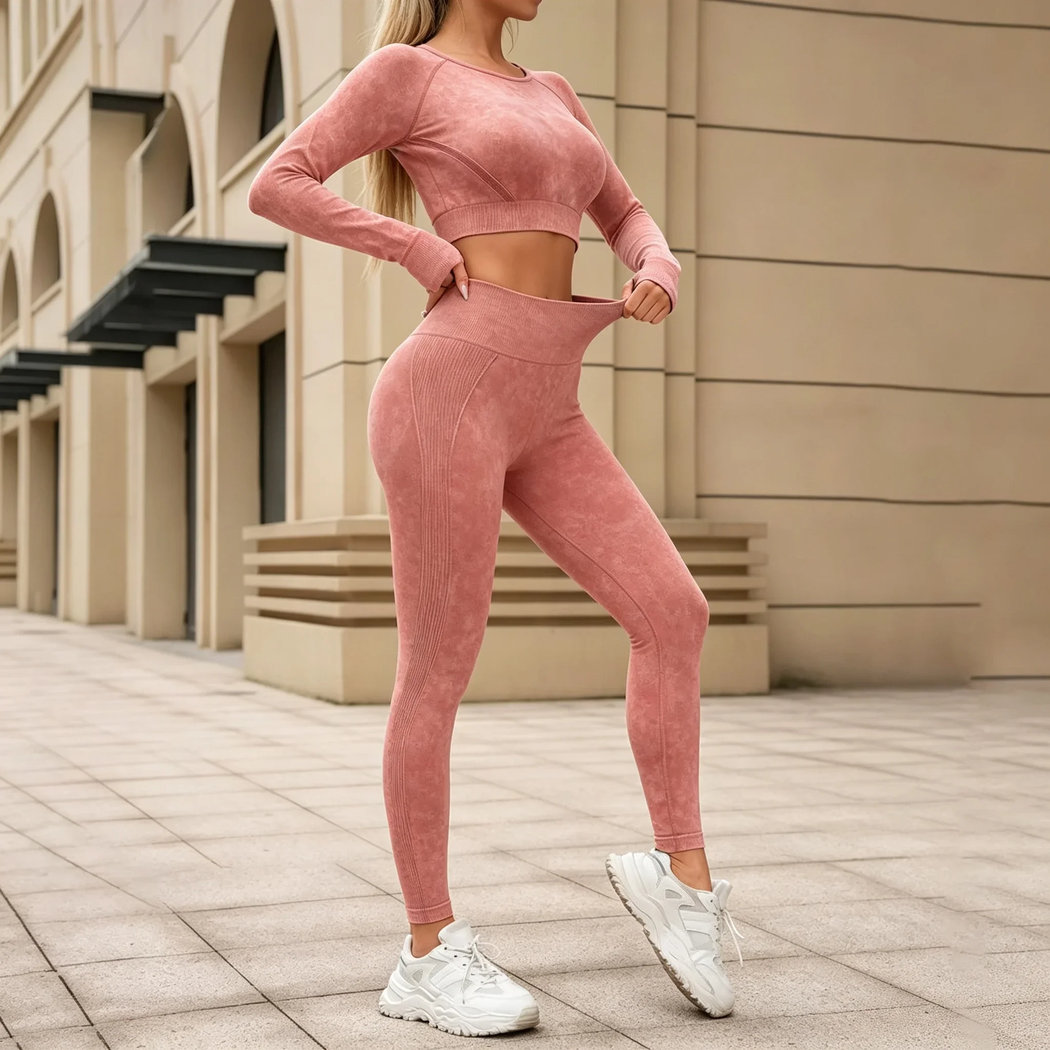 Gym Clothes Woman Leggings Seamless Frosted Peach Butt High Waist Breathable Yoga Pants For Sportswear Running Cycling Fitness