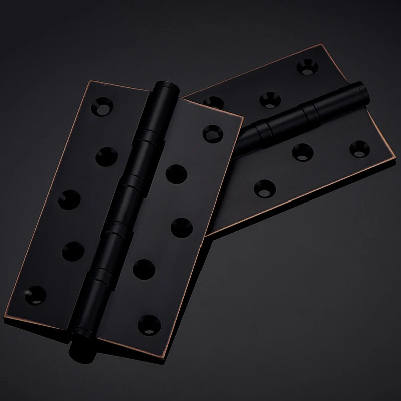 

European 3PCS 5'' Solid Brass Heavy Door Hinges 3mm Thicken Black Bronze Wood Gate Door Hinges Bearing Silent Door Hinge+Screws